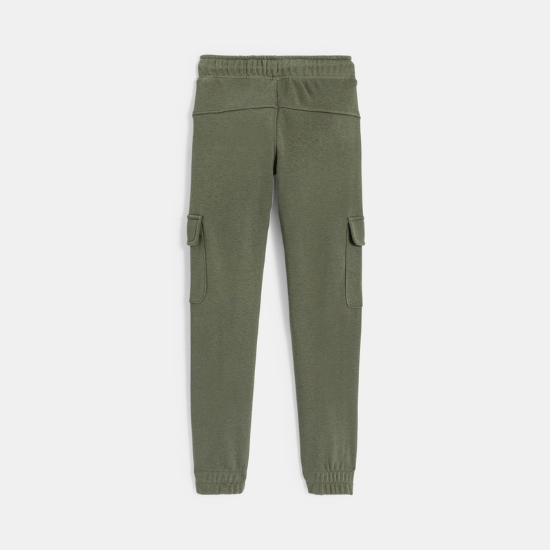 Jogging uni à poches cargo vert garçon