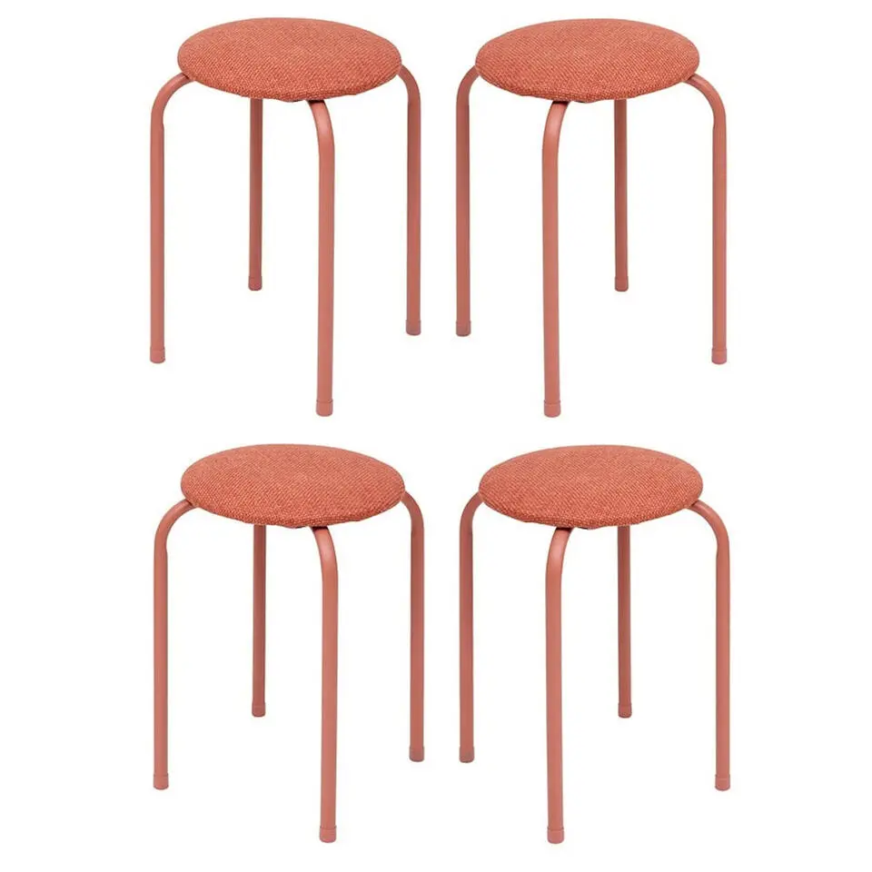 5Five Stapelbaar zit krukje - metaal/polyester - roze