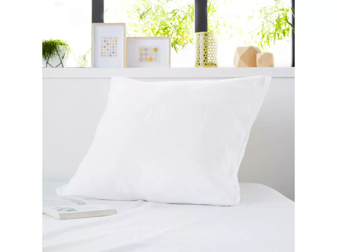 Lot de 2 protège oreillers molleton coton confortable et absorbant 65x65 cm