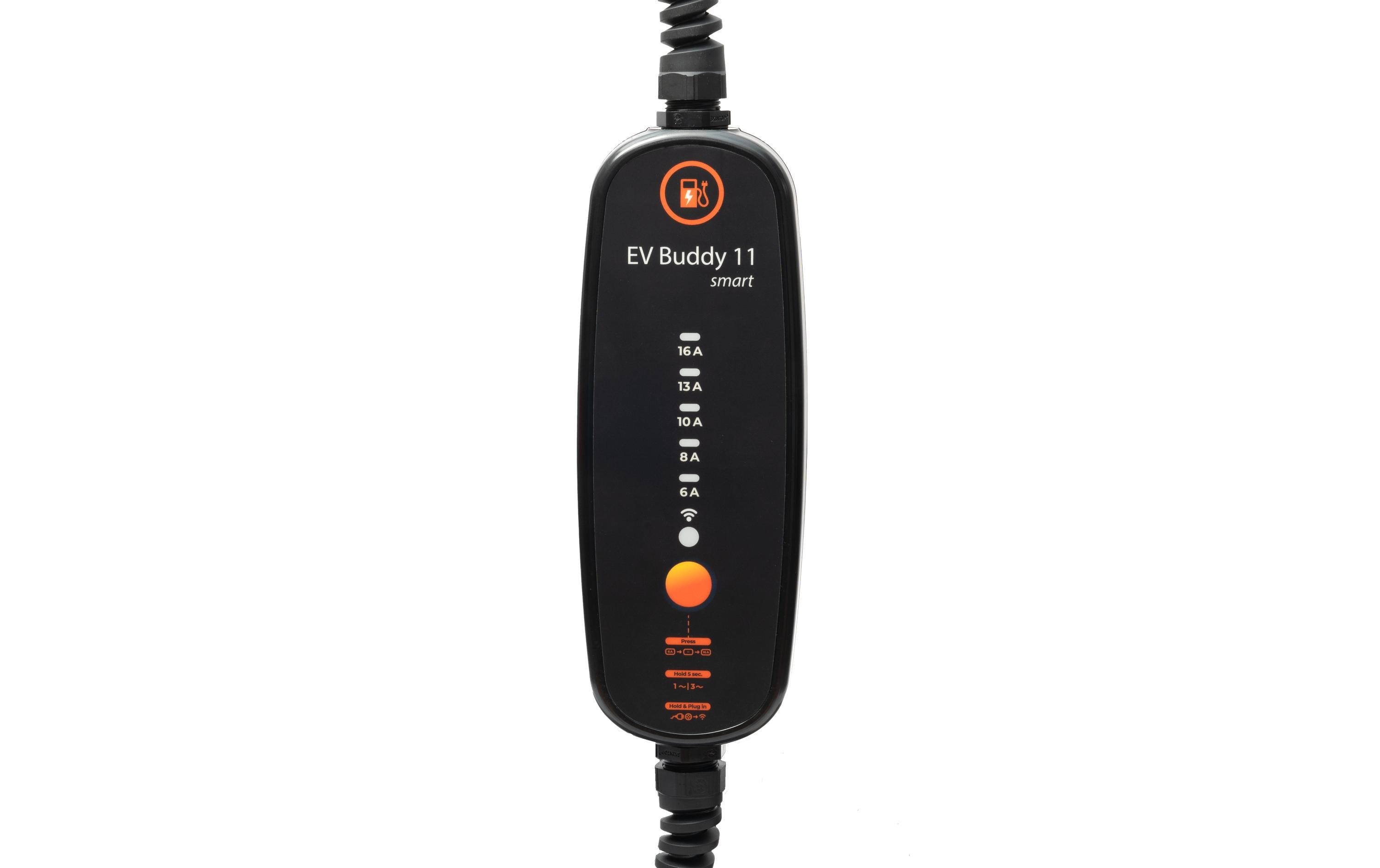 Mobiler Lader EV Buddy Smart – 11 kW 10 m Typ 2<br>Intelligentes, mobiles Ladegerät mit CEE16-5 Stecker und App-Steuerung