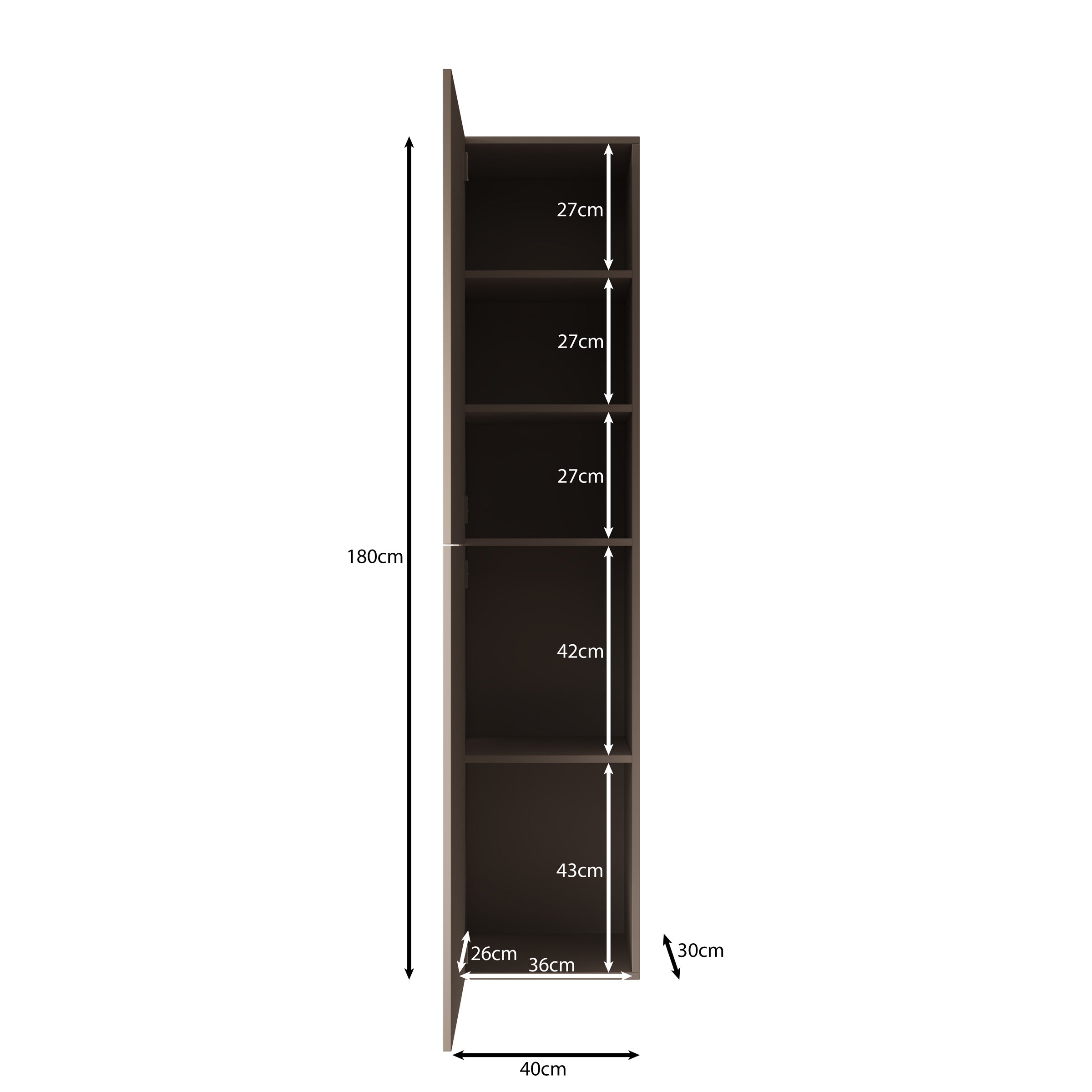 Cruzar - Vitrinekast - Zwart/Eiken - 40x30x180 cm
