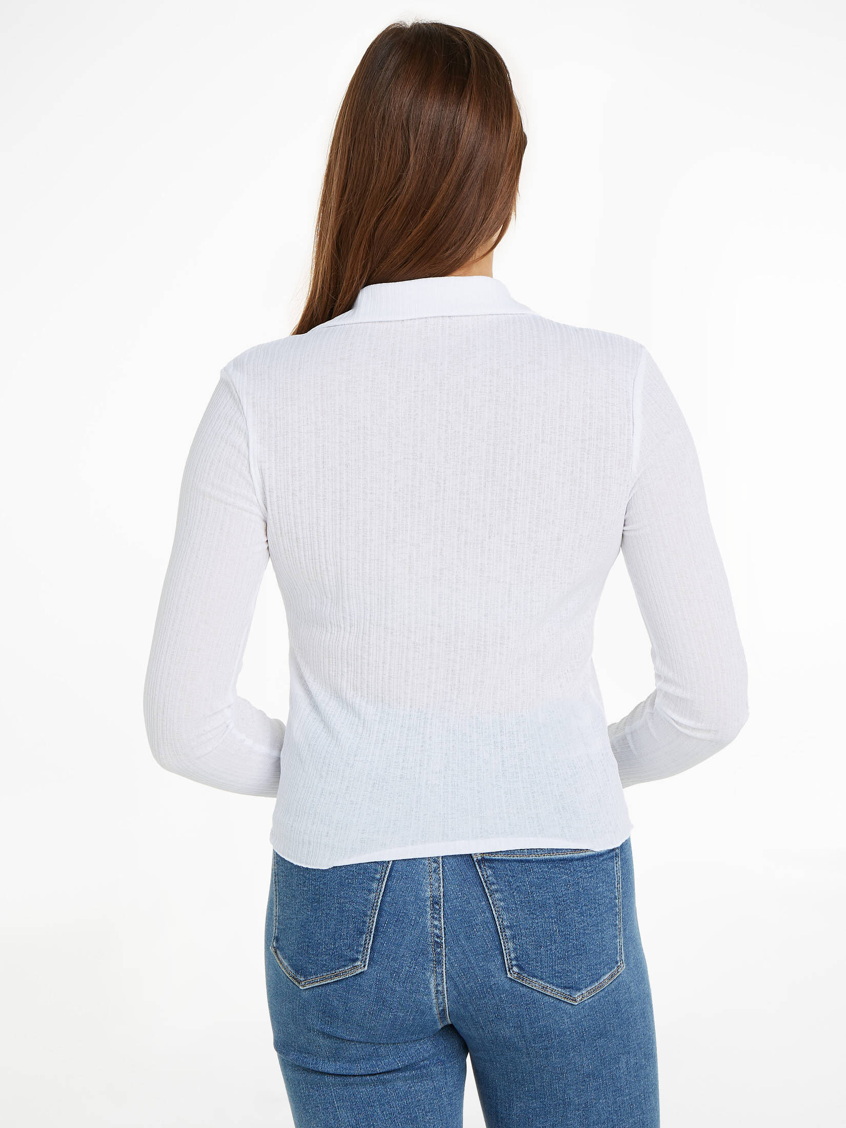 CALVIN KLEIN JEANS| Damen Bluse SHEER RIB BUTTON DOWN SHIRT Langarm