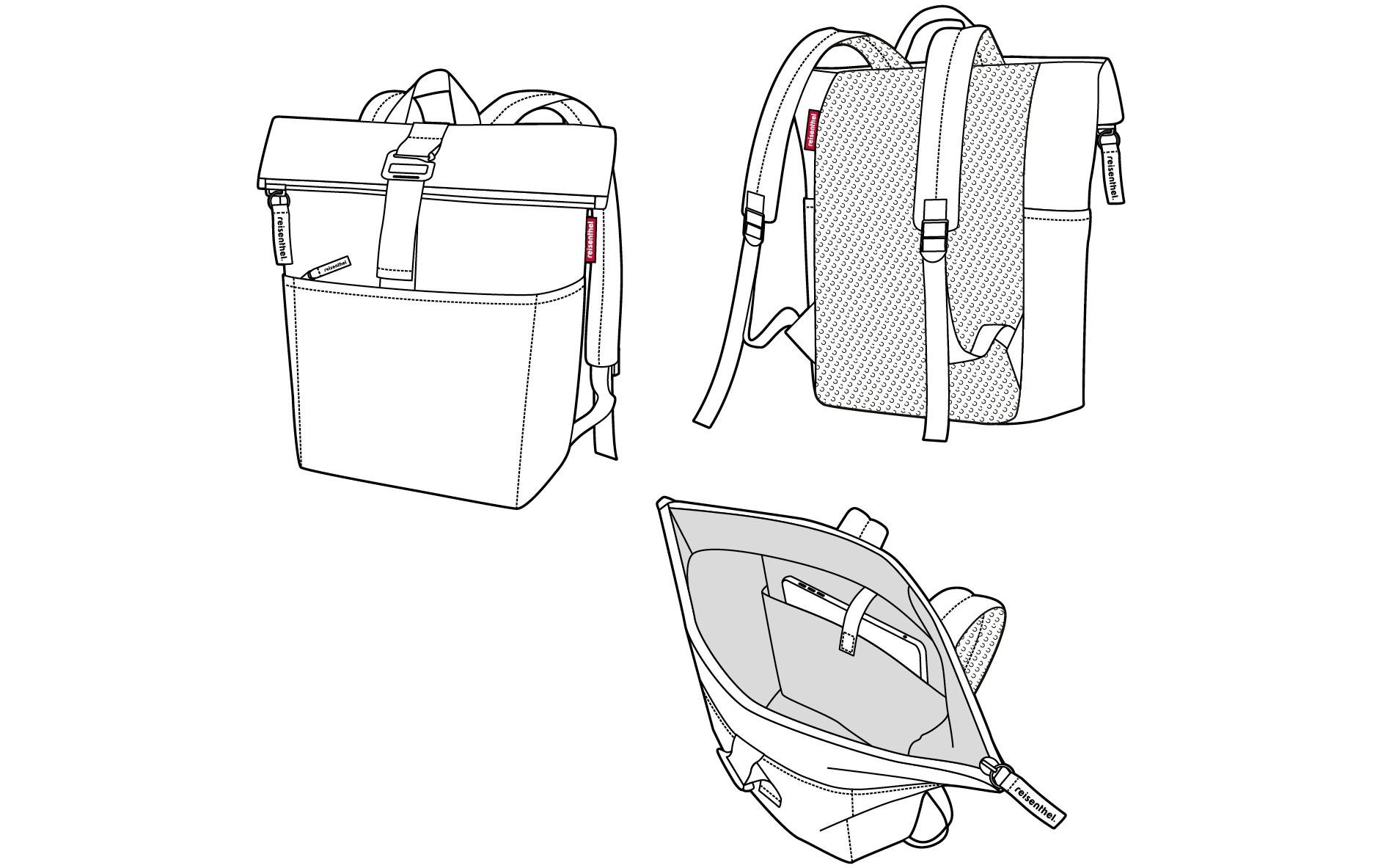 Freizeitrucksack Rolltop Backpack Twist CoffeeRanzen für Freizeit, Arbeitsweg und City-Trip