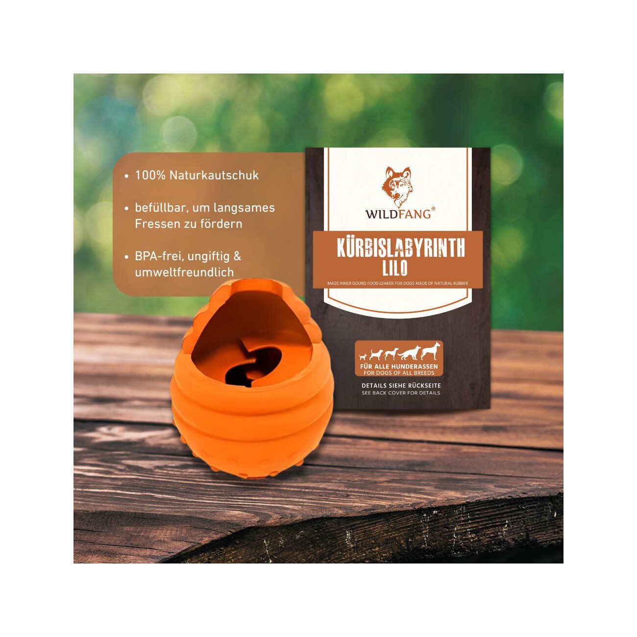 Wildfang Naturkautschuk Hundespielzeug - Kürbislabyrinth Lilo