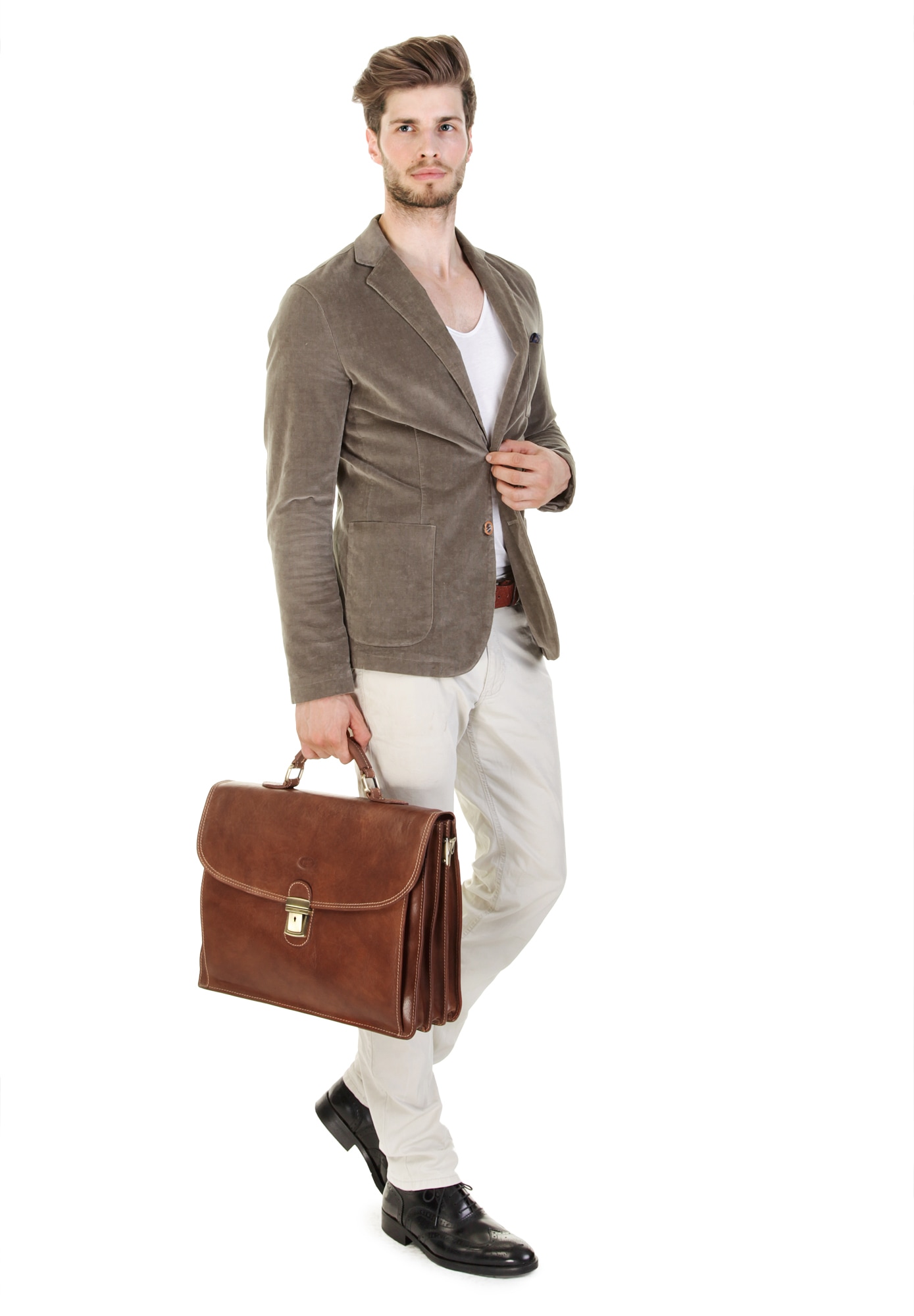 Piké Aktentasche echt Leder, Made in Italy