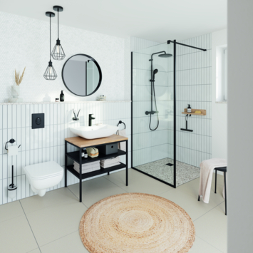 Grohe regendoucheset Quickfix Vitalio Start met handdouche en thermostaatkraan 2 standen zwart