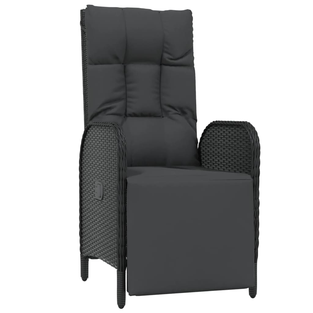 Mobilier à dîner de jardin et coussins 5 pièces noir résine tressée