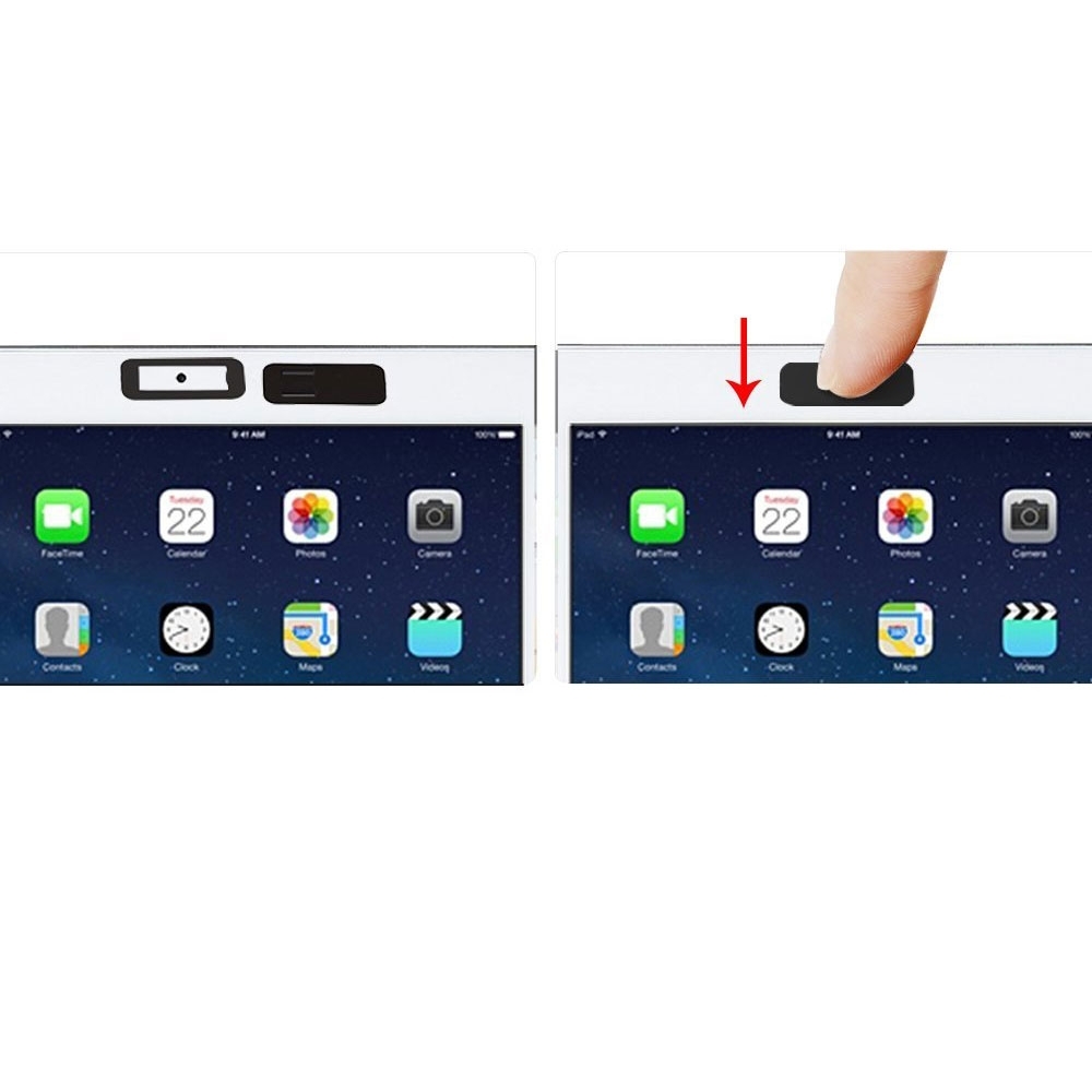 (3er Set) Privatsphären Kamera Abdeckung Webcam Cover Schutz Sticker mit Slider (Eckig) - Weiss