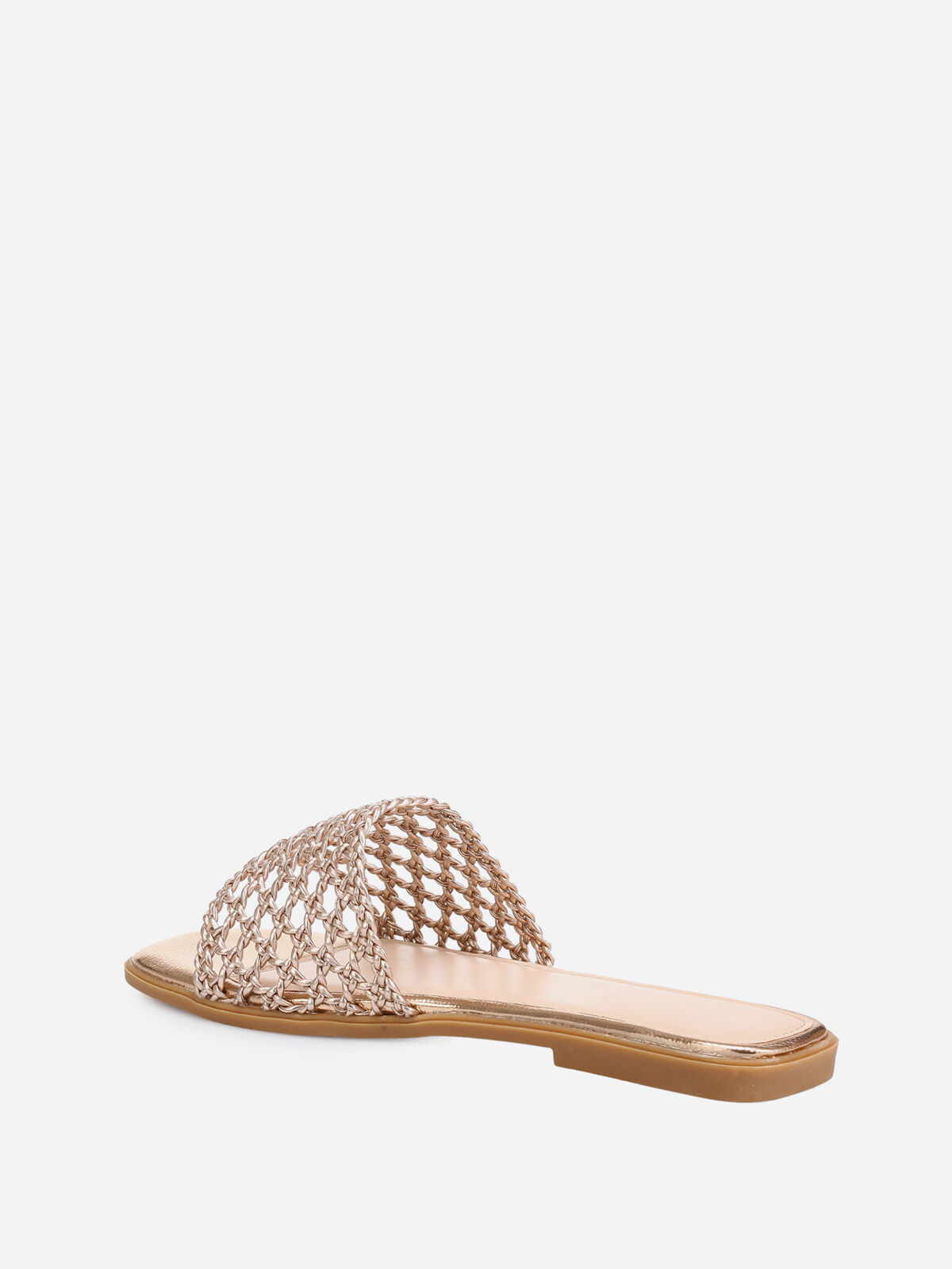 Mules effet tressage osier ajouré- Doré rose