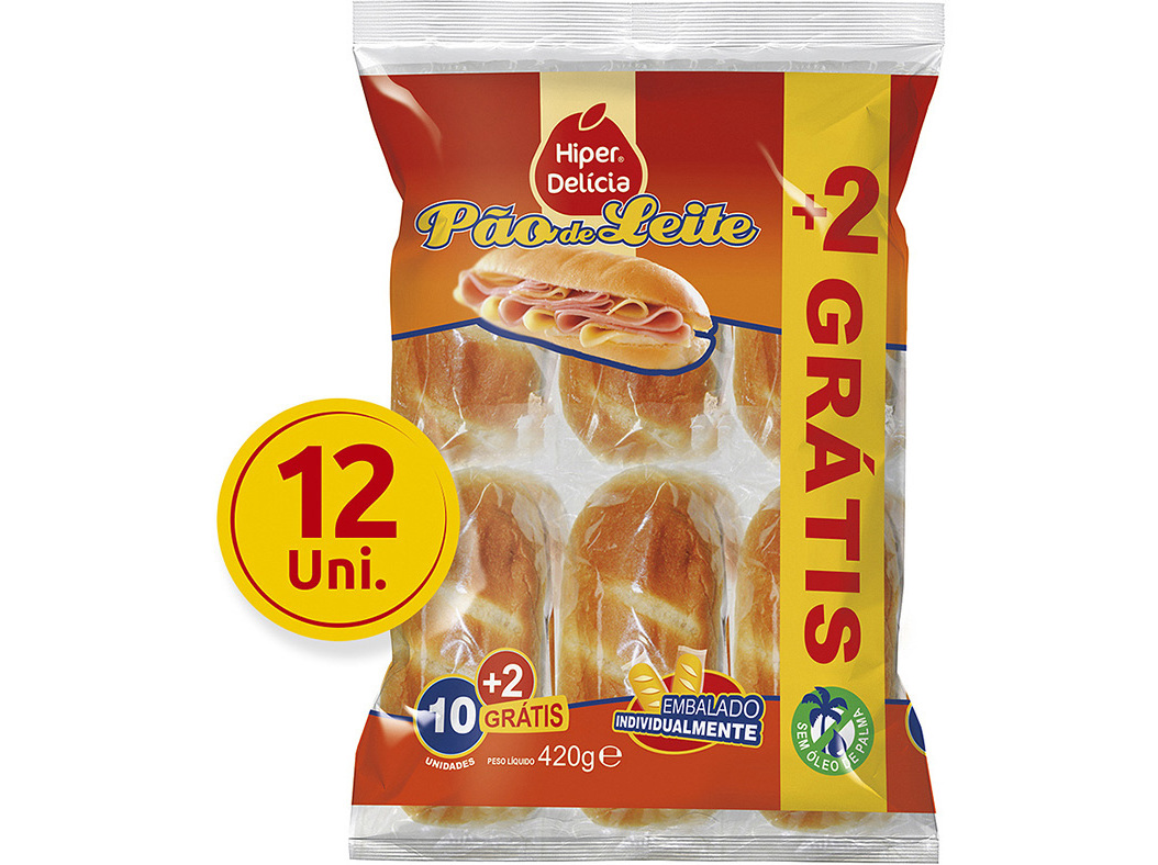 PÃO HIPER DELICIA DE LEITE 10 2UN OFERTA 420G