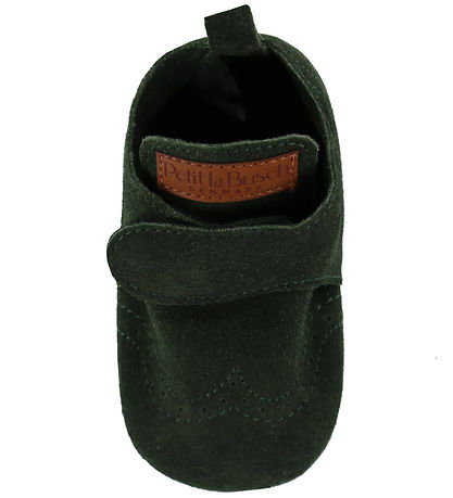 Petit La Busch Leder-Krabbelschuhe - Olive