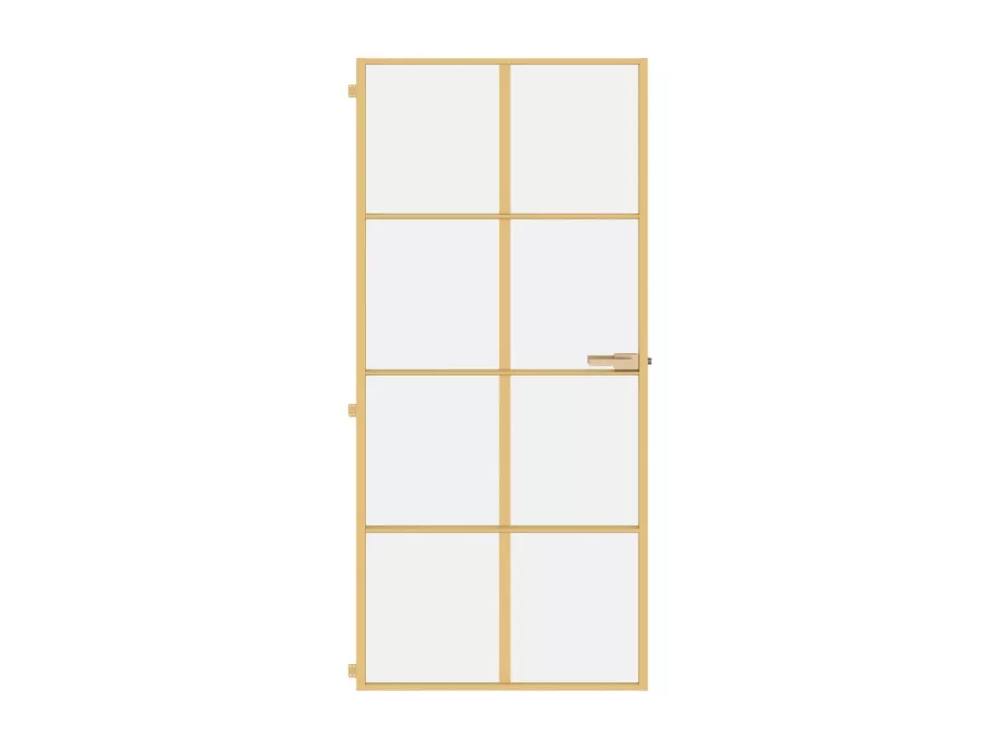 Porte intérieure mince doré 93x201,5 cm verre trempé aluminium