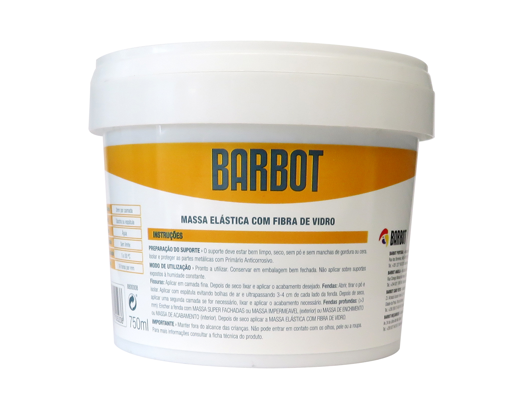 MASSA ELÁSTICA (PASTA) BARBOT COM FIBRA DE VIDRO 0.75KG
