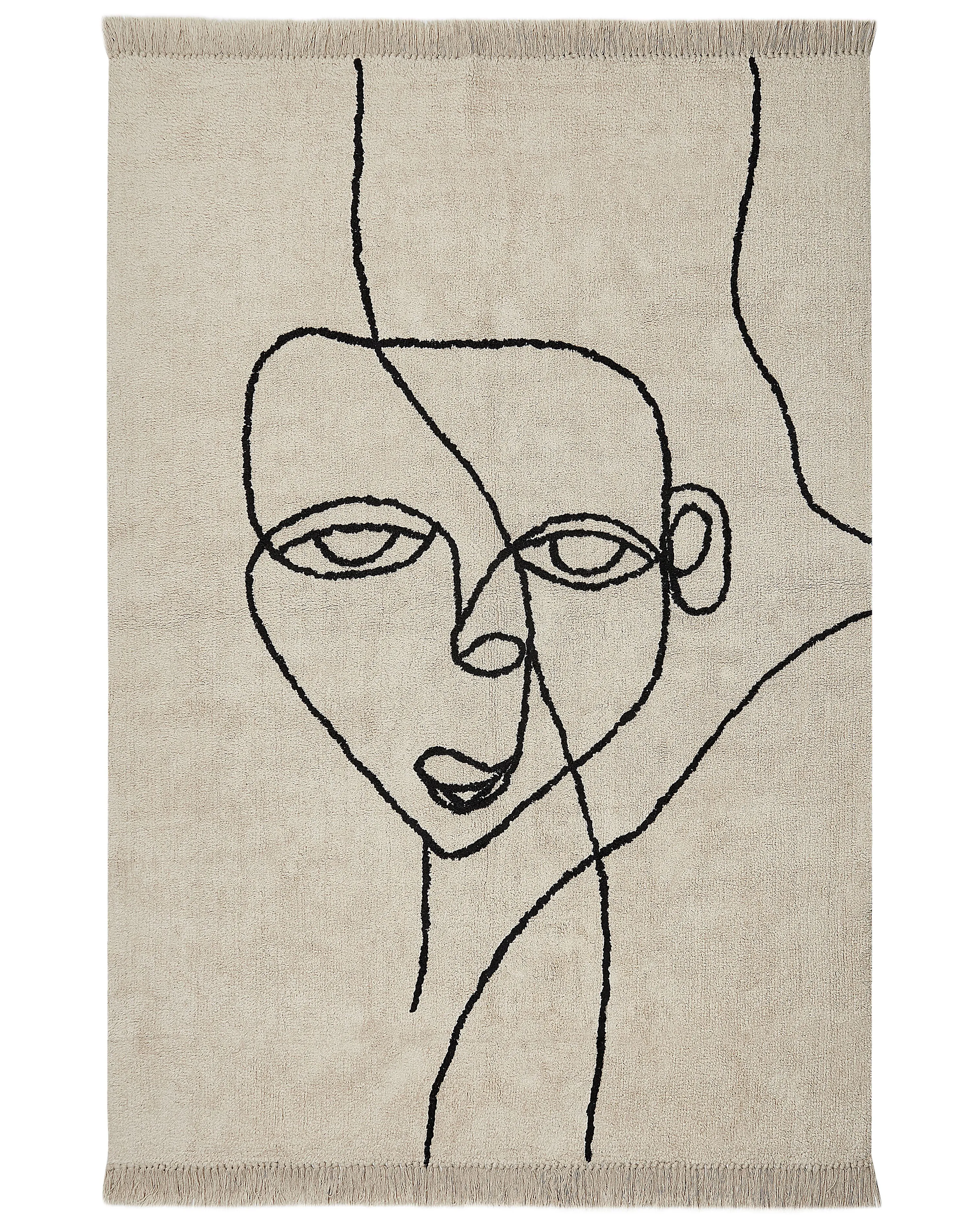 Vloerkleed NURU Lichtbeige 160 x 230 cm Katoen