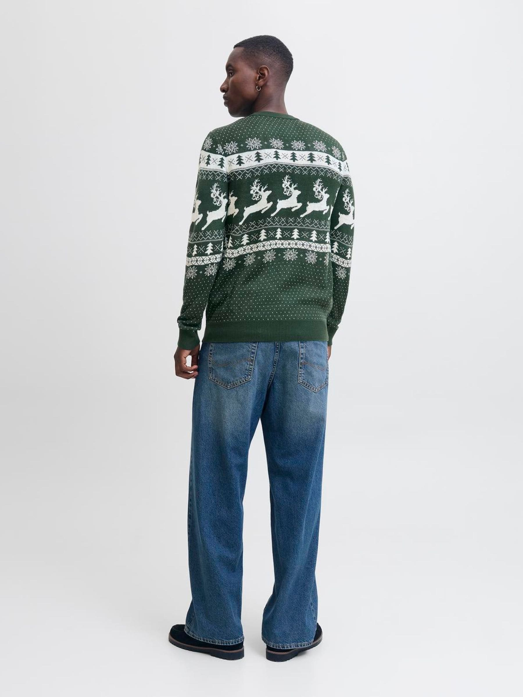 Groen - JACK & JONES trui met kerst-Fairisle-patroon