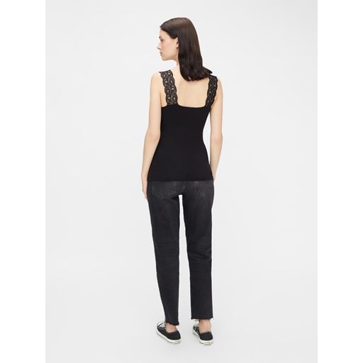 Pieces Barbera Lace Top, Black, XS