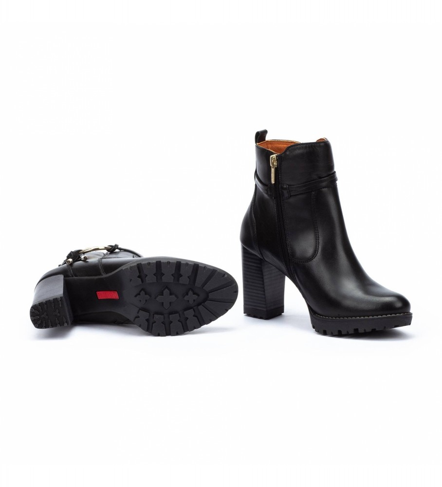 Botas de cano curto Pikolinos Conelly em couro preto - Altura do salto: 9 cm -
