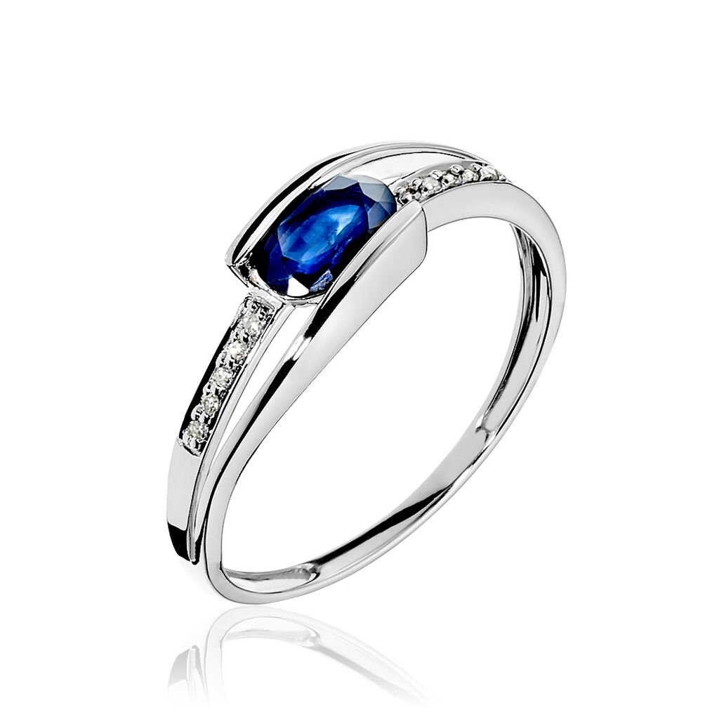 Bague Viyan Or Blanc Saphir Et Diamant