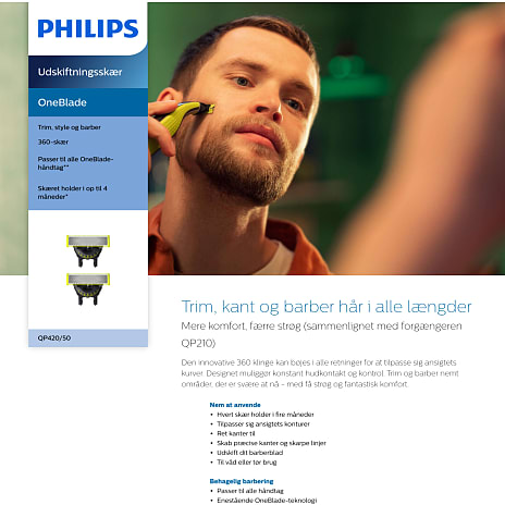 Philips OneBlade QP420/50 skær 2-pak
