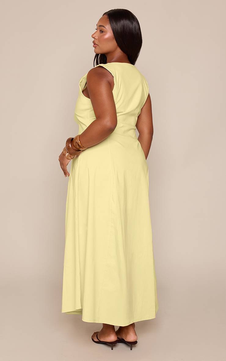 Citron Robe Longue Grande Taille Sans Manches À Encolure Carrée