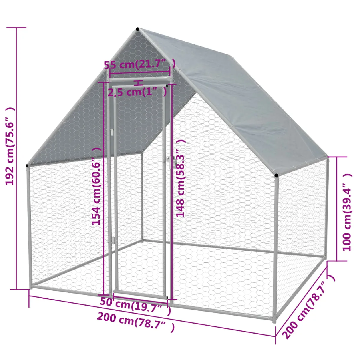 vidaXL Cage extérieure pour poulets