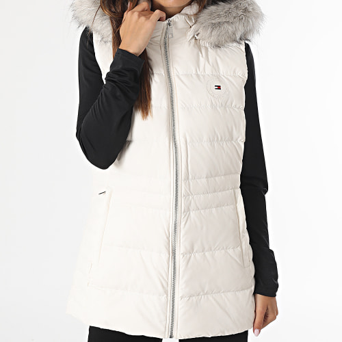 Doudoune Capuche Fourrure Sans Manches Femme Tyra 9744 Blanc