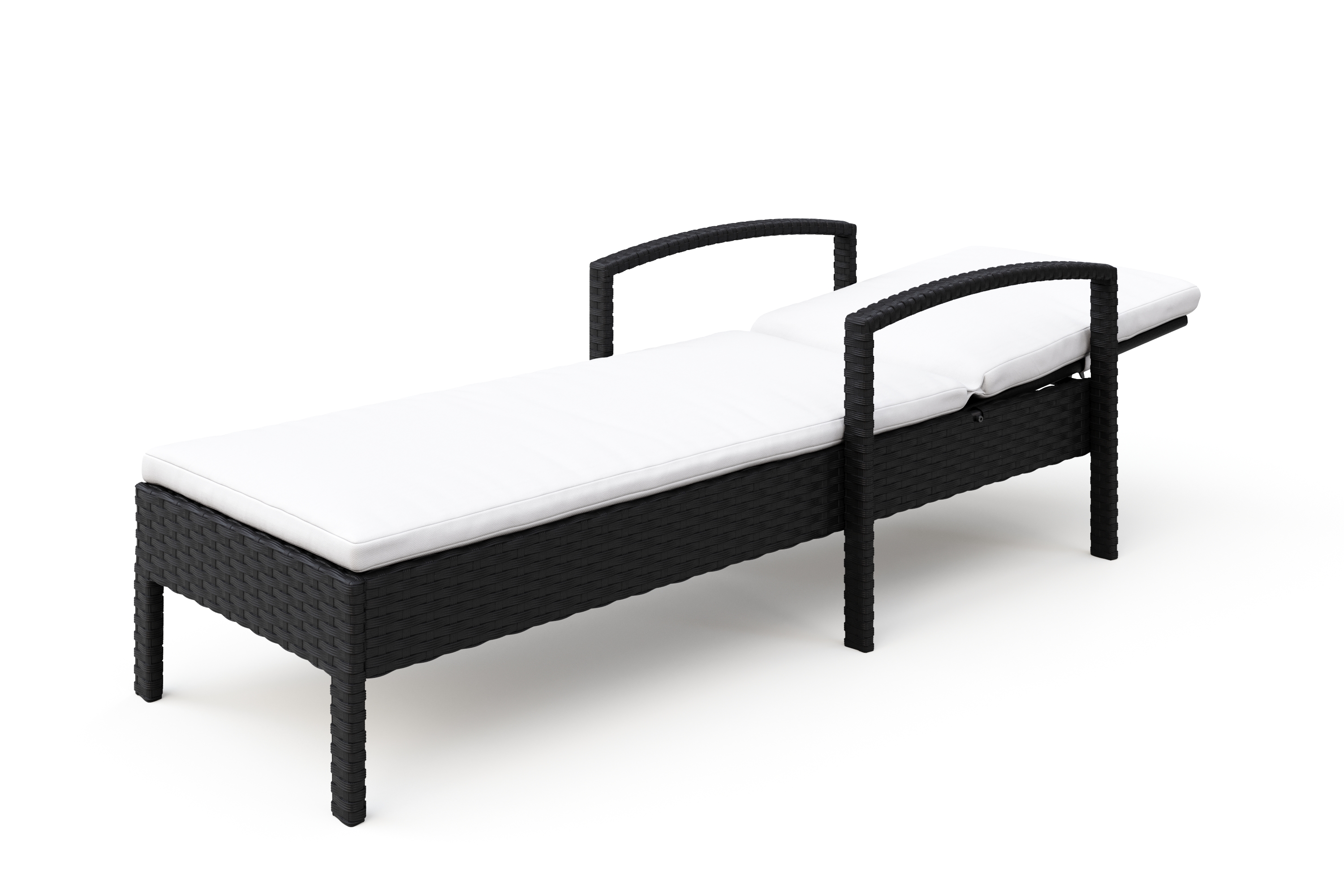 Liegestuhl Rattan TIMEA schwarz/weiss