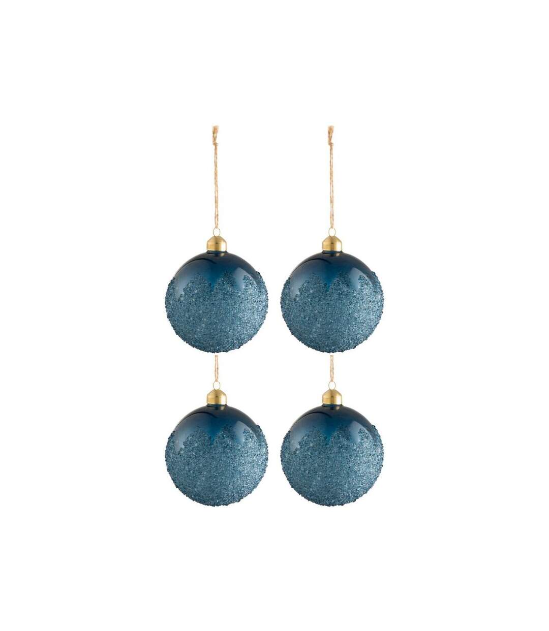 Paris Prix - Lot De 4 Boules De Noël givrées 10cm Bleu