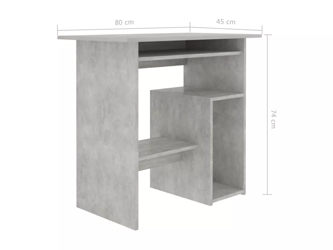 Bureau Gris béton 80x45x74 cm Bois d’ingénierie