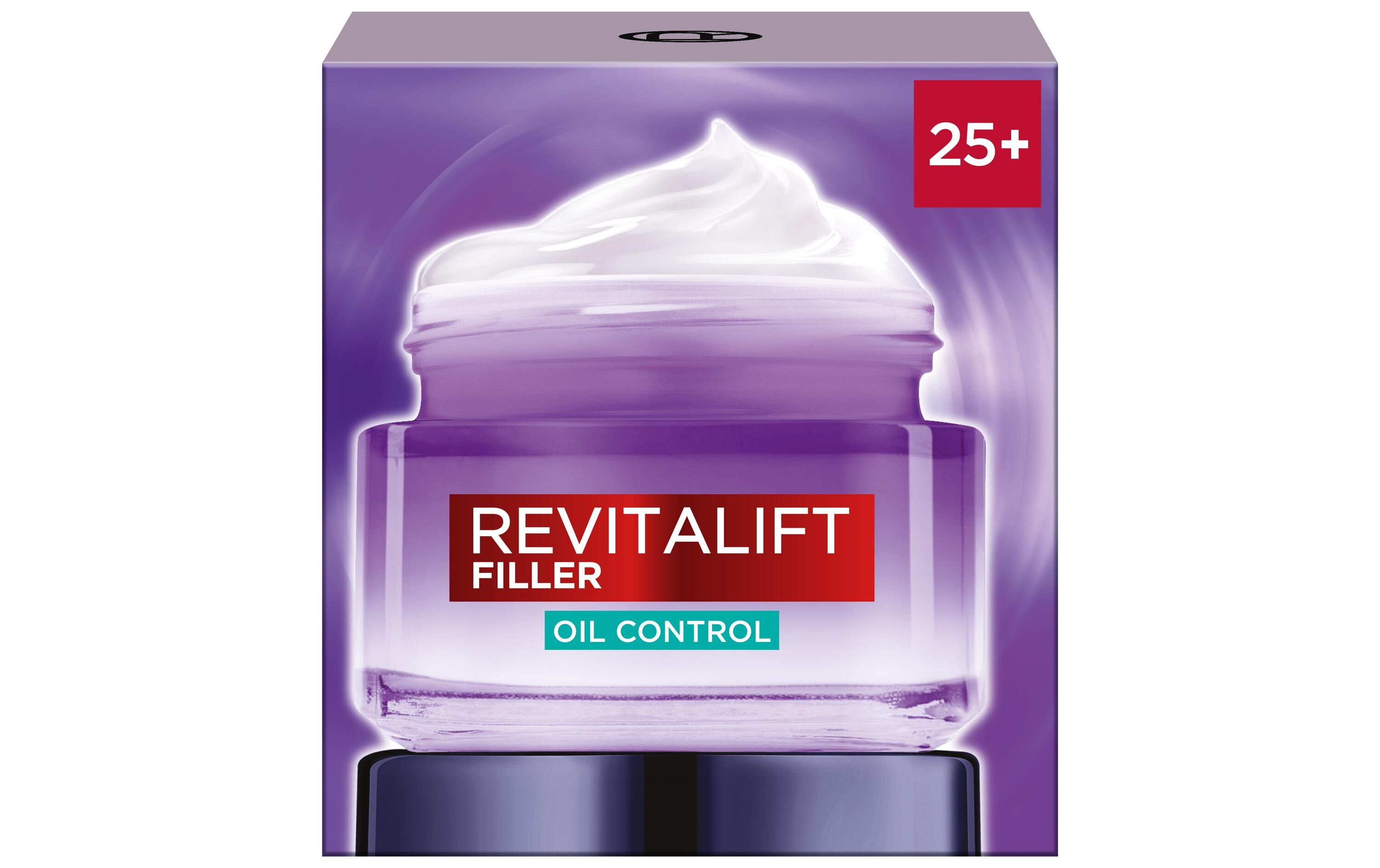 Gesichtscrème Revitalift Filler Oil Control 50 mlMattierende Gel-Creme absorbiert überschüssigen Talg und verfeinert die Poren