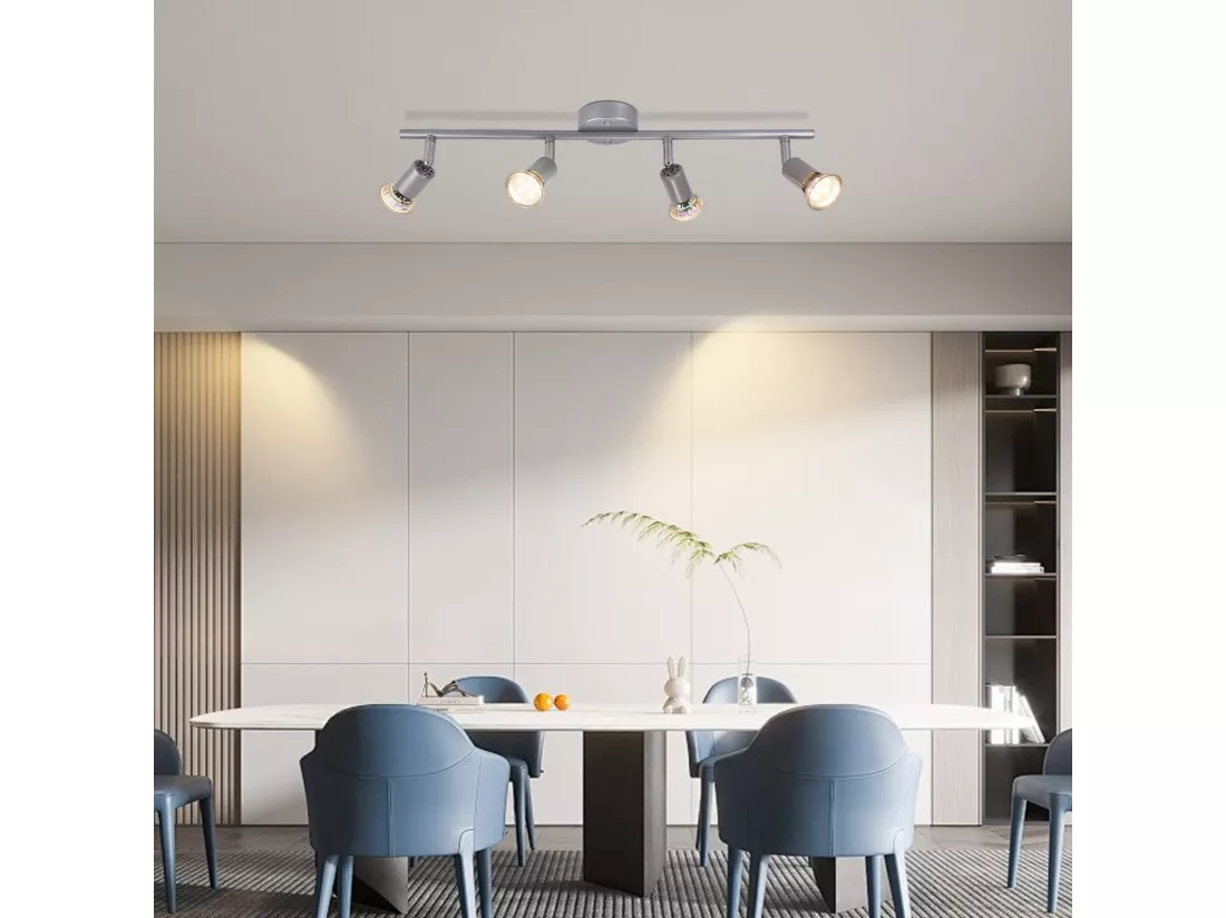 NETTLIFE Spot de plafond 4 flammes GU10 Plafonnier moderne couloir ampoule incluse orientable 350°