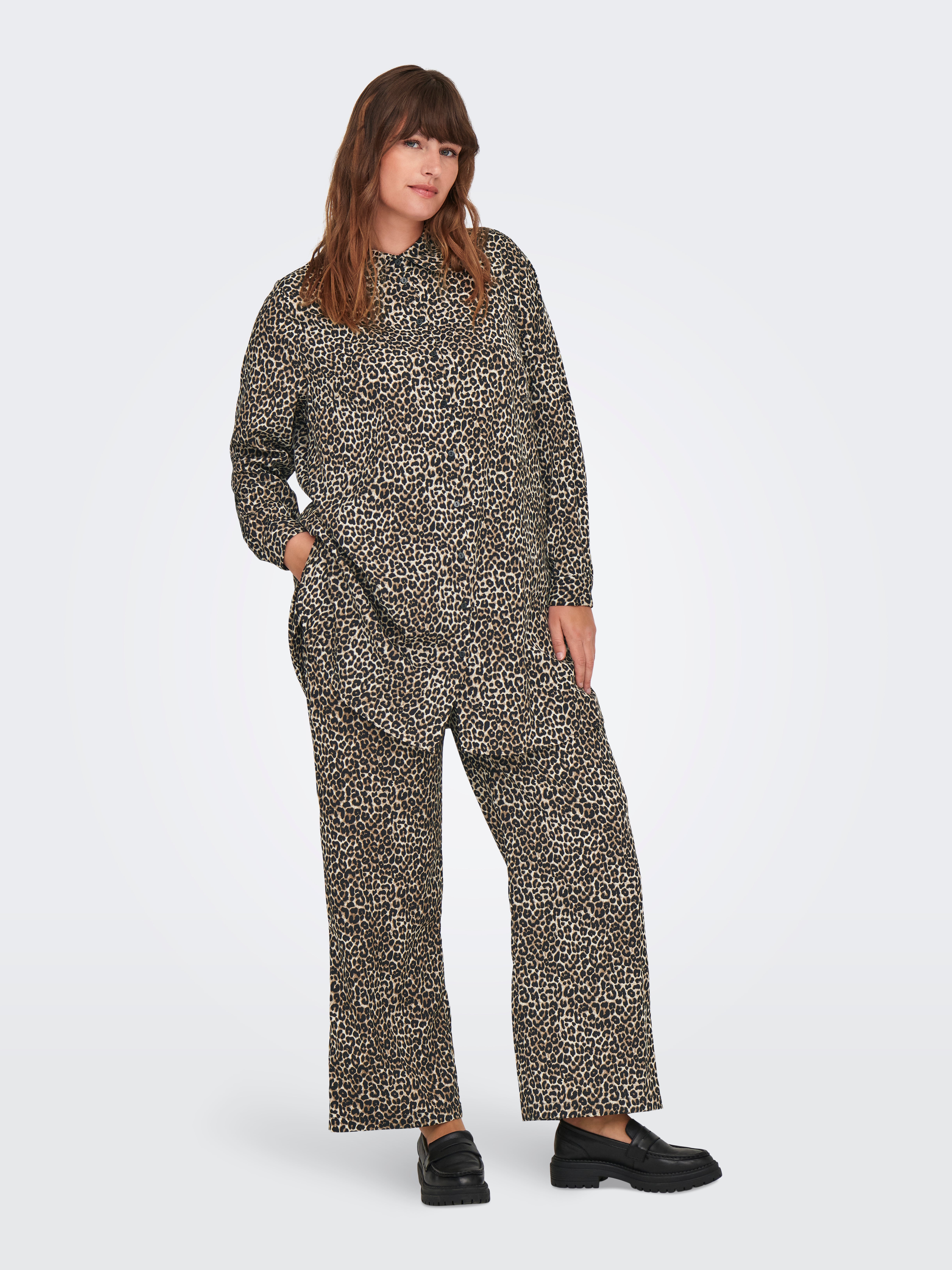 CARLIONA Weiter Beinschnitt Hose mit weitem Beinschnitt Pumice Stone