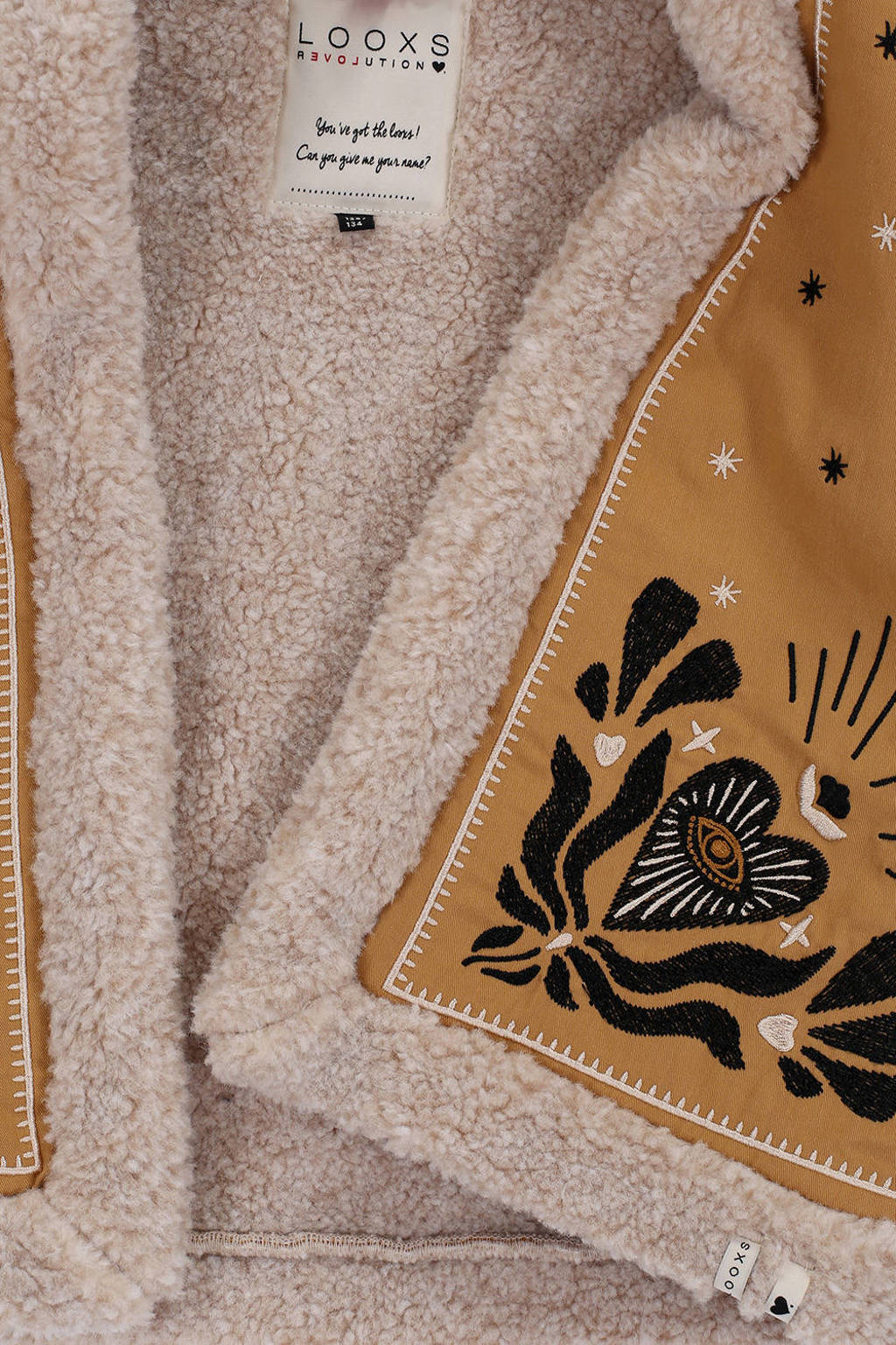 gilet met printopdruk okergeel/beige