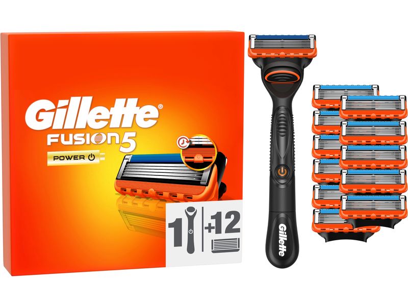 Gillette Herrenrasierer Gillette Fusion5 Power 12er   Hands Rasierer für Männer mit Gleitstreifen für ein sanftes Gleiten
