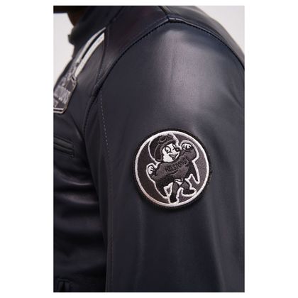 Blouson Helstons INDY CUIR RAG - Bleu / Blanc