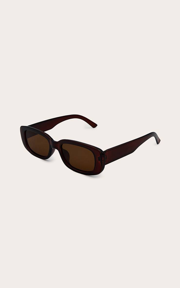 Chocolat Lunettes De Soleil Rectangulaires Fines