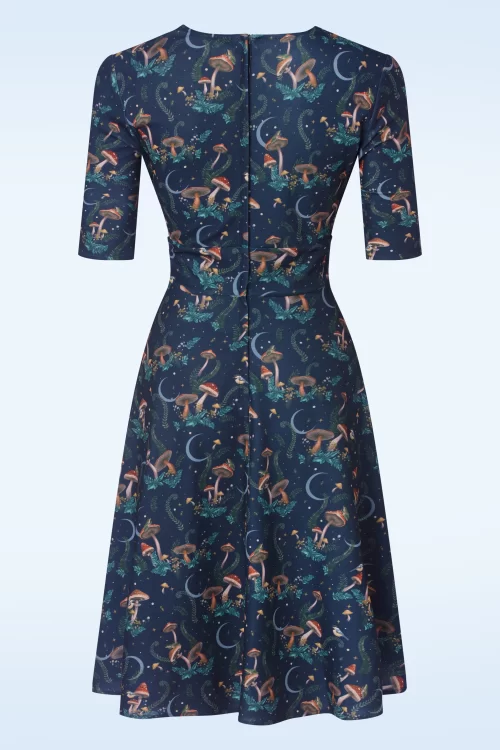 Vixen Midnight Mushroom swing jurk in donkerblauw