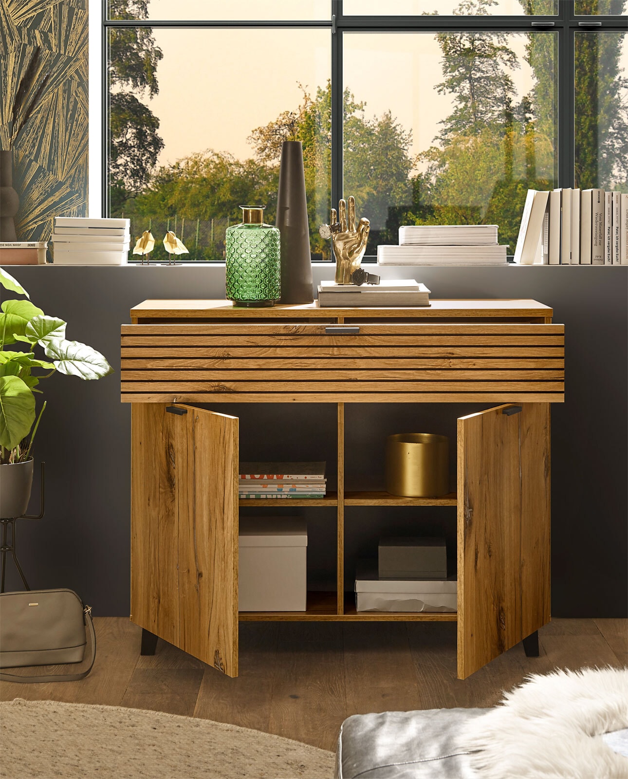 Kommode Trattino 111,3x90,6x40cm Flagstaff Oak hell