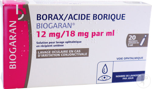 Biogaran Conseil Borax/Acide Borique 12mg/18mg/ml Solution Lavage Ophtalmique Unidoses 20x5ml