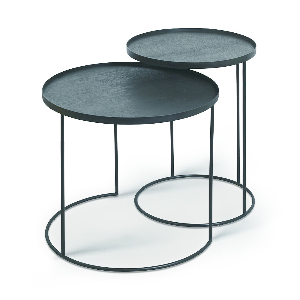 Ethnicraft - Round tray side table - set van 2