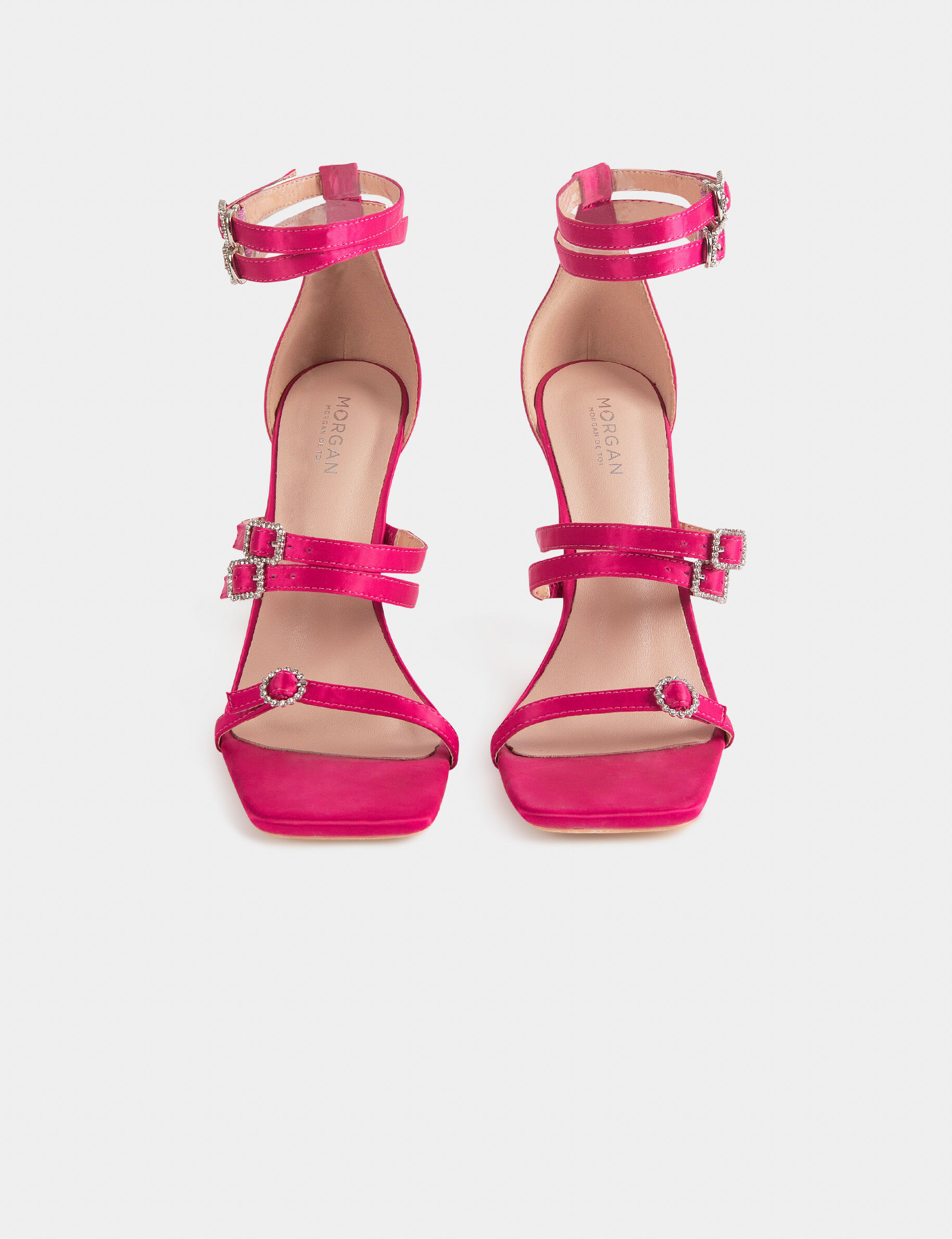Sandales à talons avec détails bijoux rose femme - rose