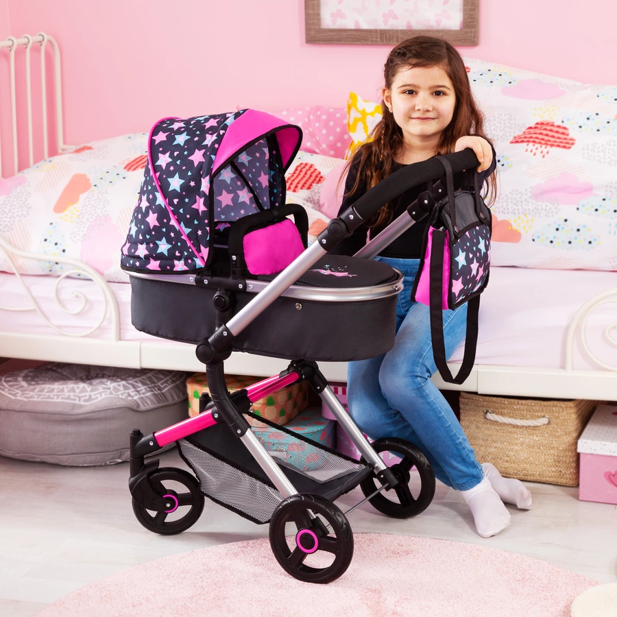 bayer Design Kombi-Puppenwagen Neo Vario schwarz, mit Sternen
