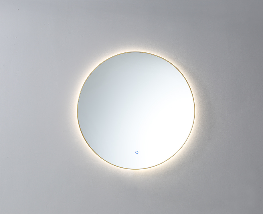 Lambini Designs Rodo ronde spiegel 80cm met spiegelverwarming en indirecte dimbare verlichting messing geborsteld