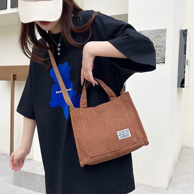 NewTown - Corduroy Crossbody Tote Bag