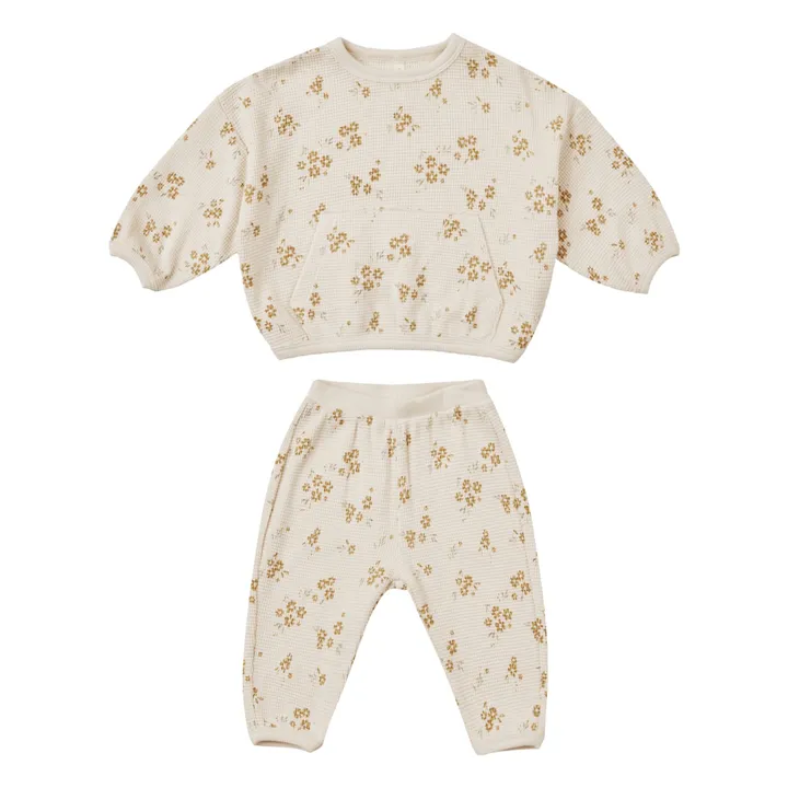 Quincy Mae Sweat et Pantalon Fleuri | Blanc cassé