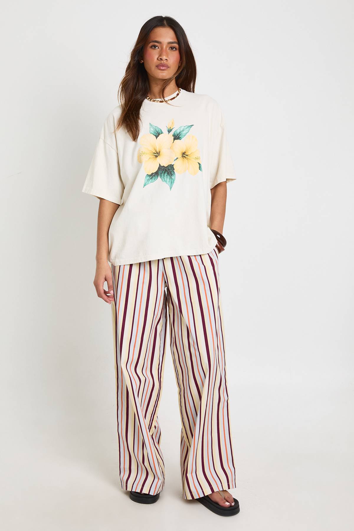 boohoo Pantalon Large En Popeline À Cordon De Serrage