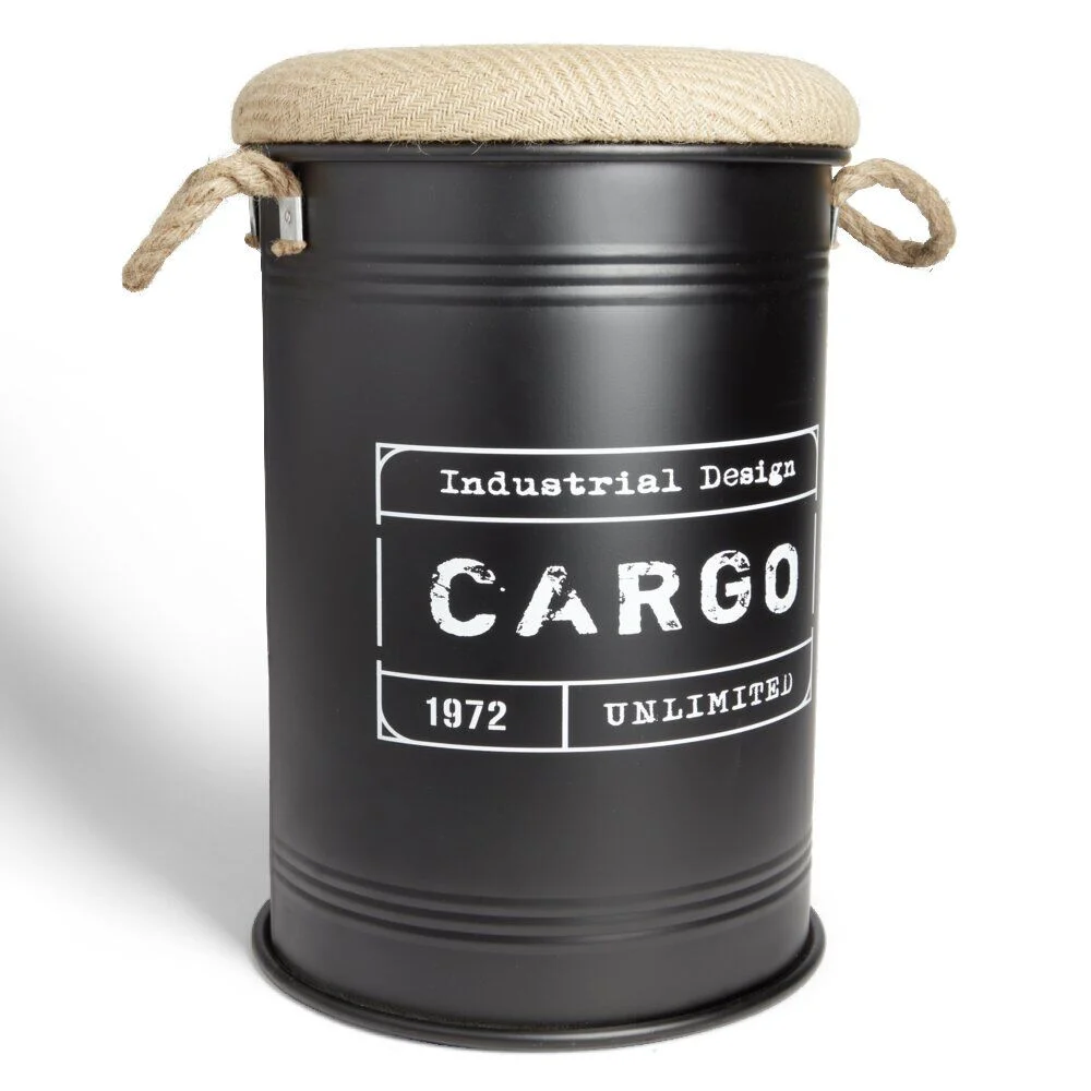 Pouf coffre de rangement moyen modèle Ø34xH49,5cm noir