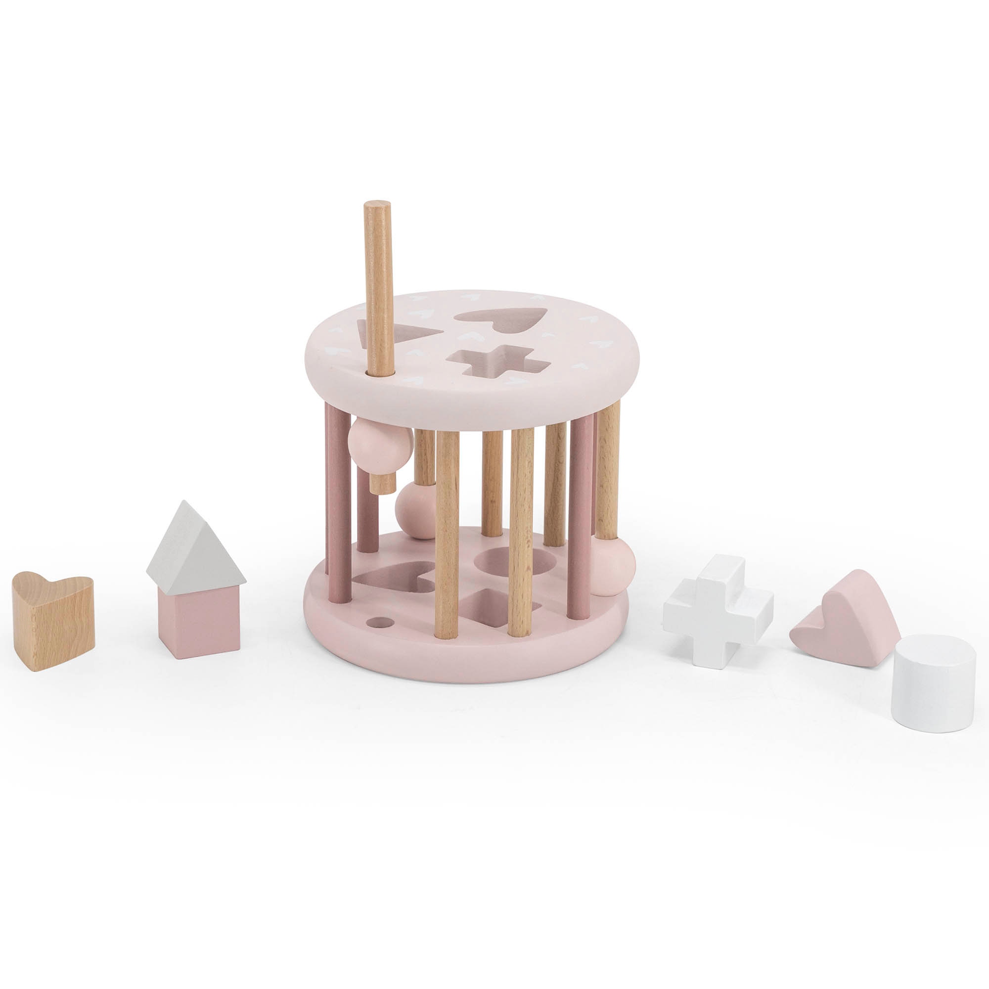 Label Label houten vormenstoof roze