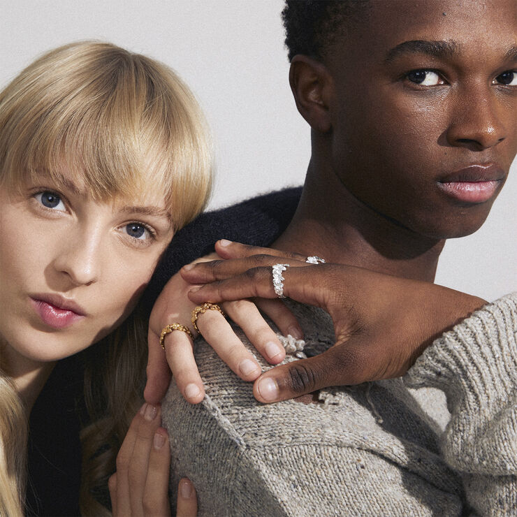 Pilgrim CHARMAINE recycled rings 2-in-1 set gold-plated Sølv
