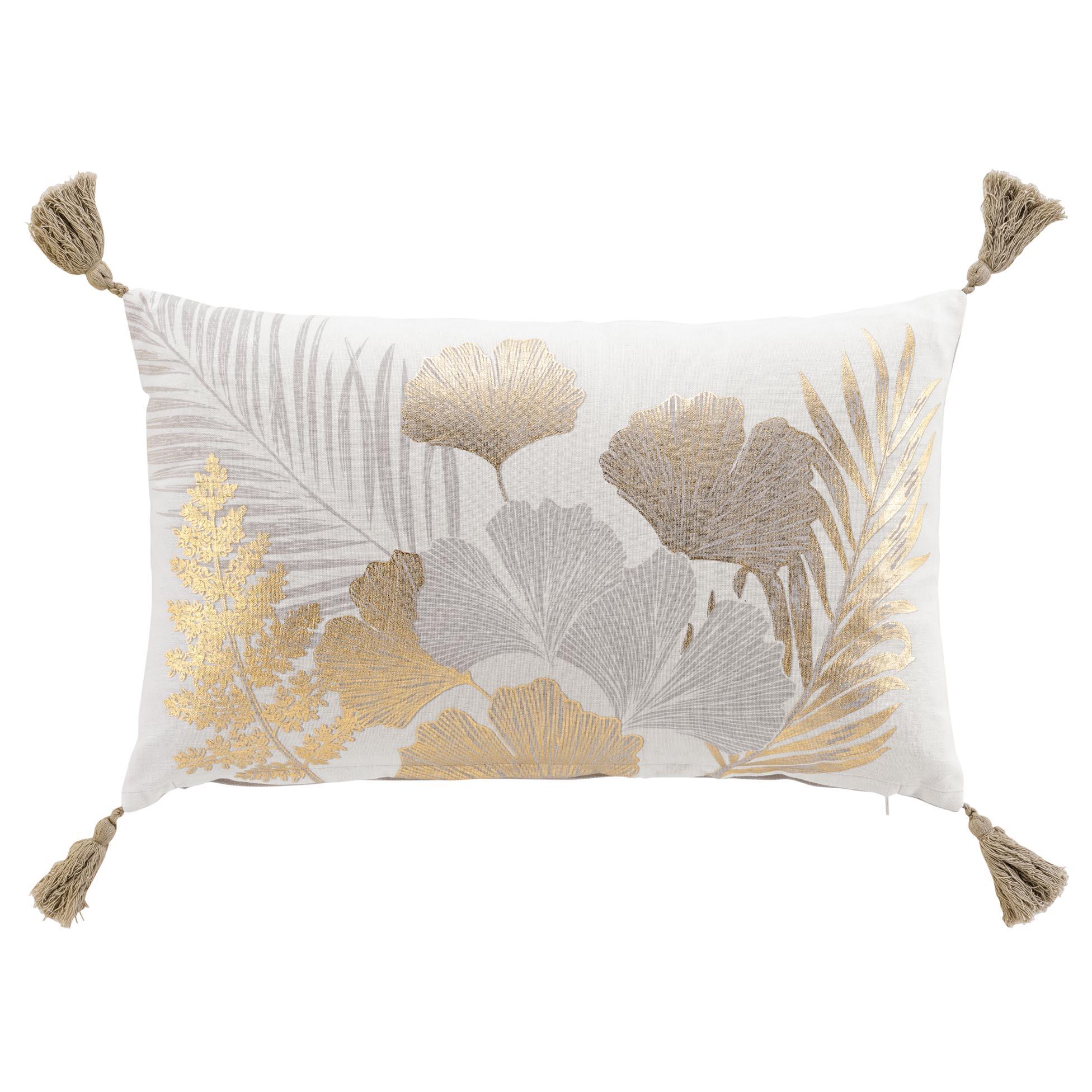 COUSSIN DEHOUSSABLE POMPONS 30X50CM METALLISE MELISSE